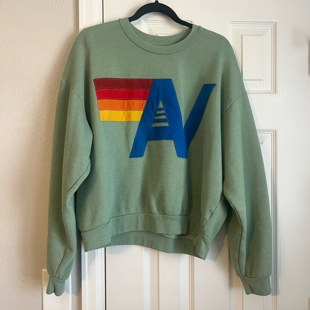 Aviator Nation Sage LOGO RELAXED CREW SWEATSHIRT Size S